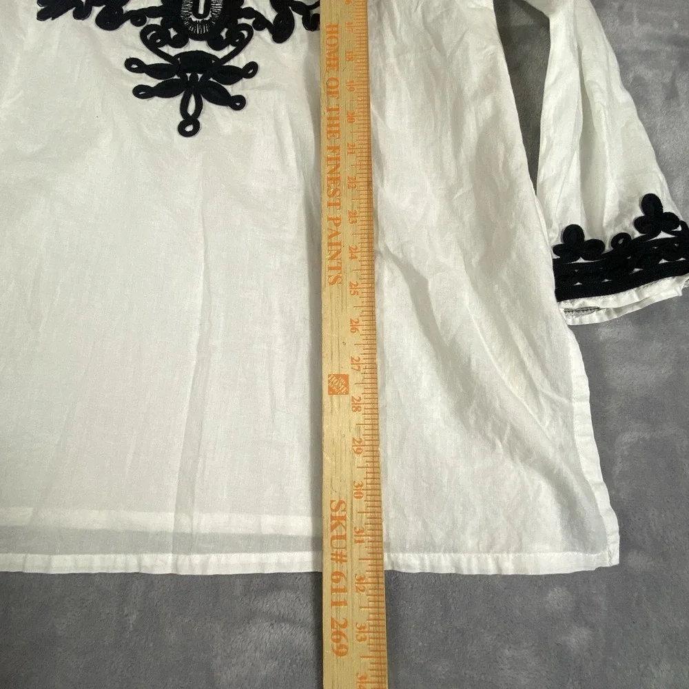 La Blanca Tunic Top Or Cover Up Resort Wear Small White Crochet Trim Island Chic - Picture 7 of 11